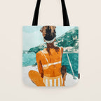 Solo Traveler, Watercolor Black Woman Painting, Travel Tropical Summer Illustration Tote Bag Gallery Image 1