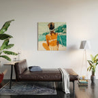 Solo Traveler, Watercolor Black Woman Painting, Travel Tropical Summer Illustration Wood Wall Art Gallery Image 2