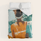 Solo Traveler, Watercolor Black Woman Painting, Travel Tropical Summer Illustration Comforter Gallery Image 6