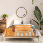 Solo Traveler, Watercolor Black Woman Painting, Travel Tropical Summer Illustration Comforter Gallery Image 3