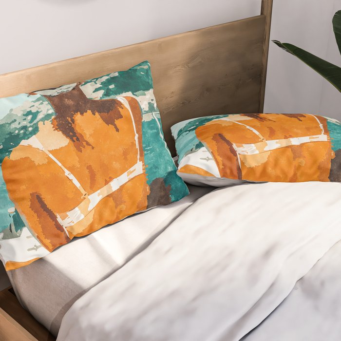 Solo Traveler, Watercolor Black Woman Painting, Travel Tropical Summer Illustration Pillow Sham Gallery Image 2