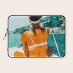 Solo Traveler, Watercolor Black Woman Painting, Travel Tropical Summer Illustration Laptop Sleeve Gallery Image 1