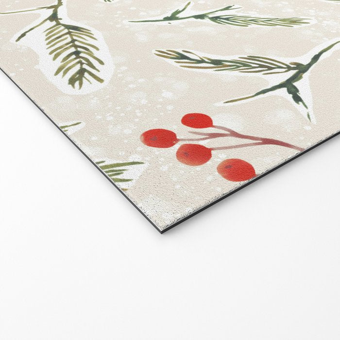 Christmas Pine and Berries Neutral Welcome Mat Gallery Image 2