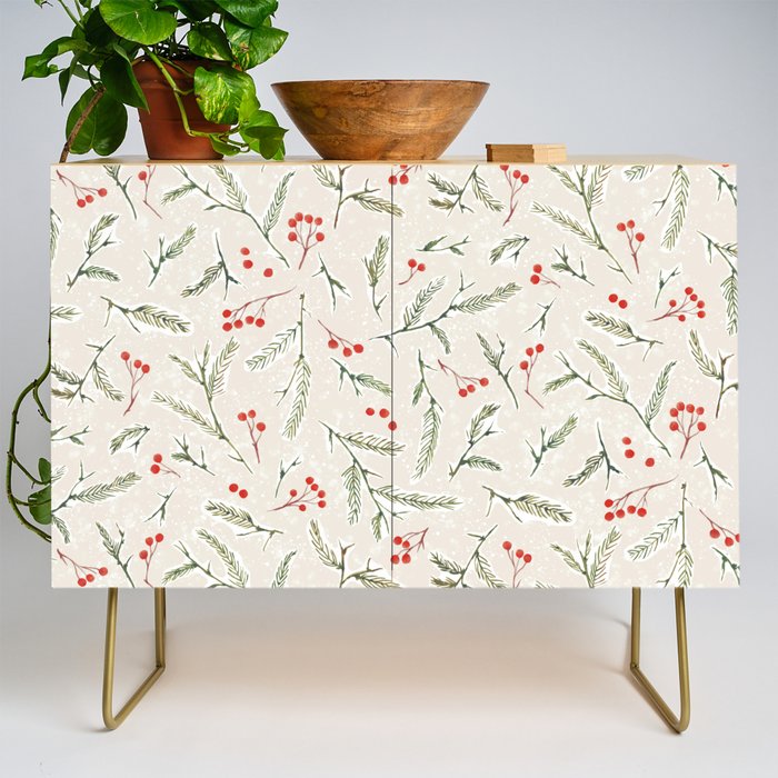 Christmas Pine and Berries Neutral Credenza Gallery Image 1