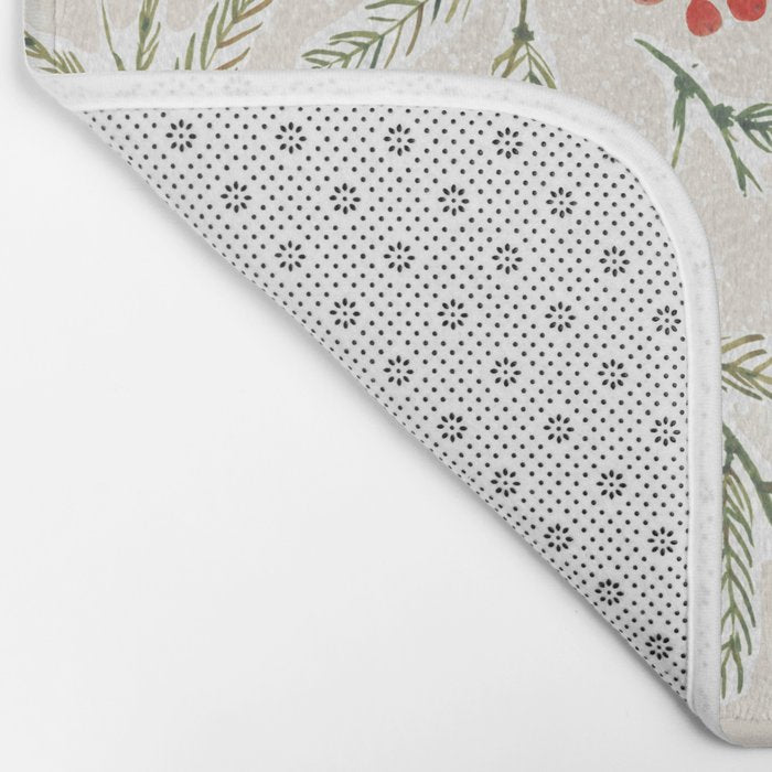 Christmas Pine and Berries Neutral Bath Mat Gallery Image 2