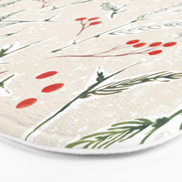 Christmas Pine and Berries Neutral Bath Mat Gallery Image 3