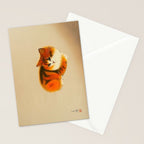 Orange Fluffy Kitten Japanese vintage Woodblock Print Stationery Card Gallery Image 2