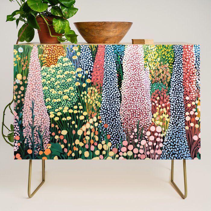 Floral Art Botanical Wall Art Maximalist Art Dopamine Decor Flower Print Japanese Painting  Credenza Gallery Image 1