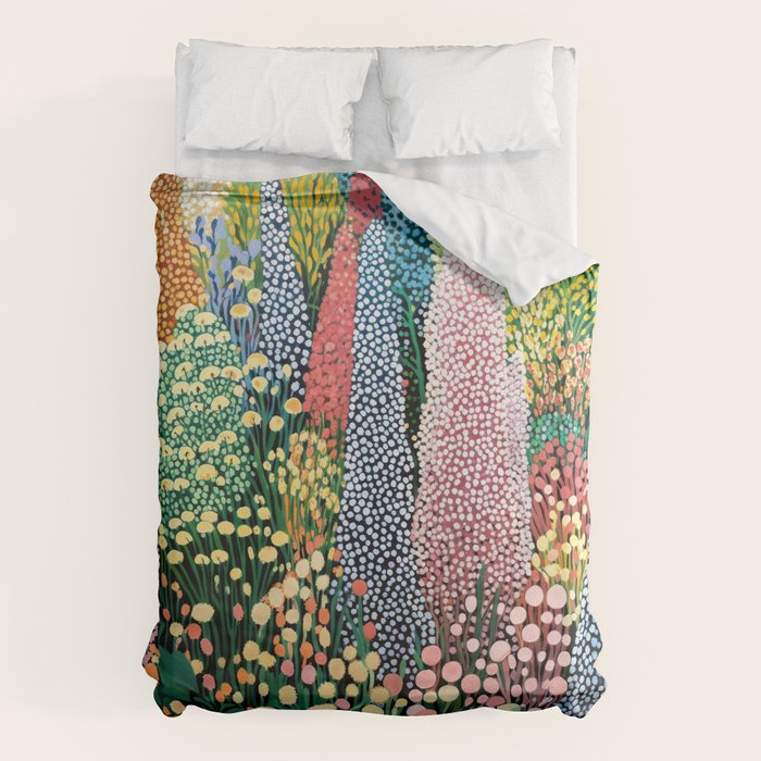 Floral Art Botanical Wall Art Maximalist Art Dopamine Decor Flower Print Japanese Painting  Duvet Cover Gallery Image 6