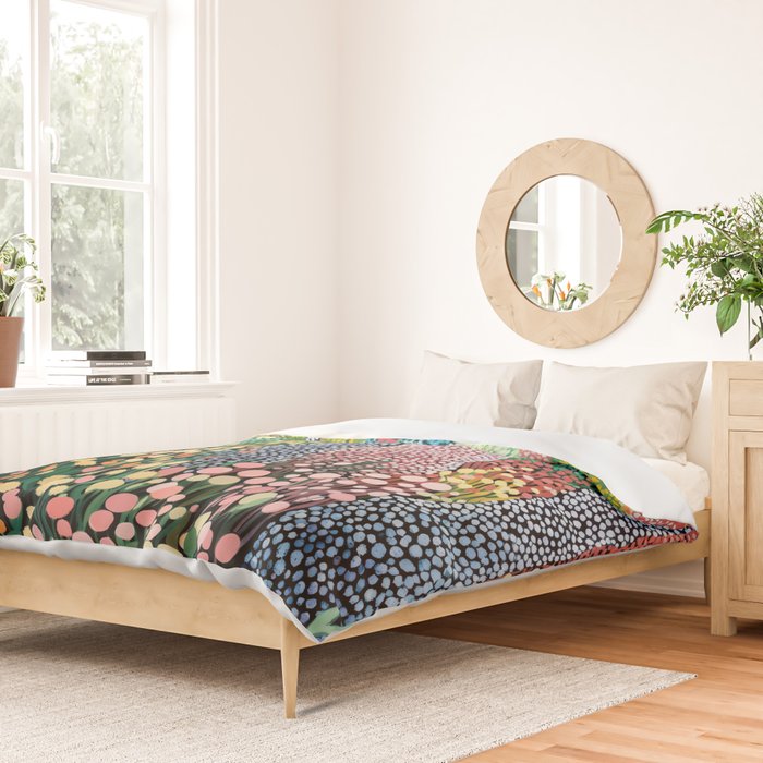 Floral Art Botanical Wall Art Maximalist Art Dopamine Decor Flower Print Japanese Painting  Duvet Cover Gallery Image 2