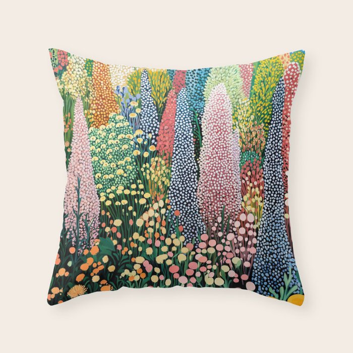 Floral Art Botanical Wall Art Maximalist Art Dopamine Decor Flower Print Japanese Painting  Throw Pillow Gallery Image 6