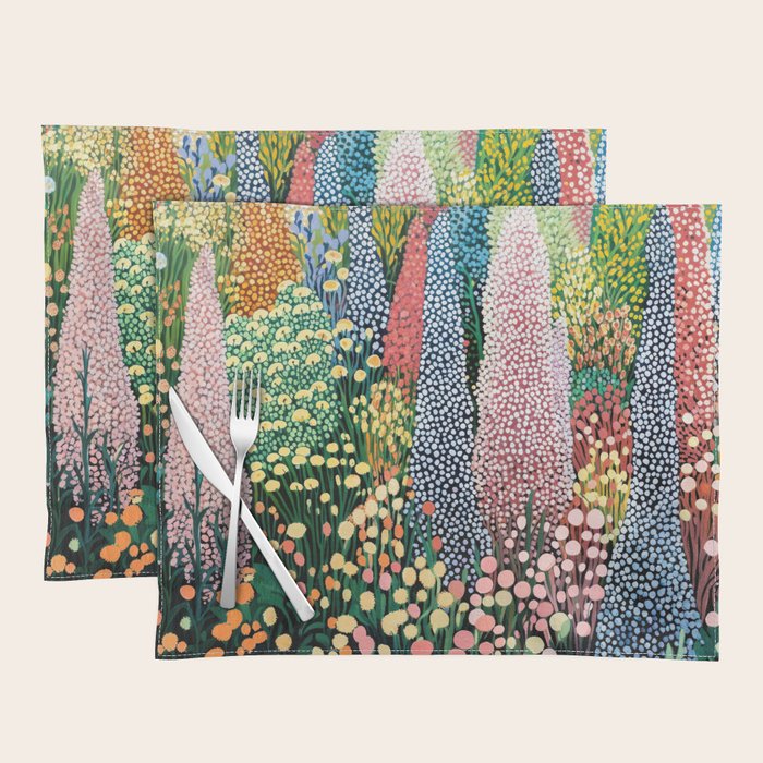 Floral Art Botanical Wall Art Maximalist Art Dopamine Decor Flower Print Japanese Painting  Placemat Gallery Image 1