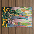 Floral Art Botanical Wall Art Maximalist Art Dopamine Decor Flower Print Japanese Painting  Outdoor Rug Gallery Image 1