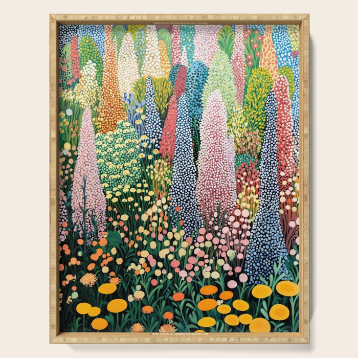 Floral Art Botanical Wall Art Maximalist Art Dopamine Decor Flower Print Japanese Painting  Serving Tray Gallery Image 1