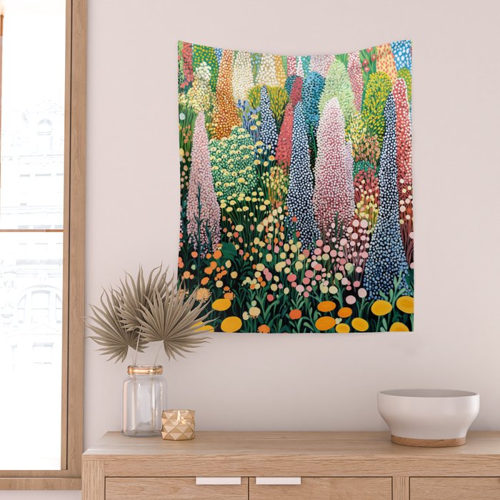 Floral Art Botanical Wall Art Maximalist Art Dopamine Decor Flower Print Japanese Painting  Wall Tapestry Gallery Image 2