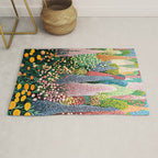 Floral Art Botanical Wall Art Maximalist Art Dopamine Decor Flower Print Japanese Painting  Rug Gallery Image 1