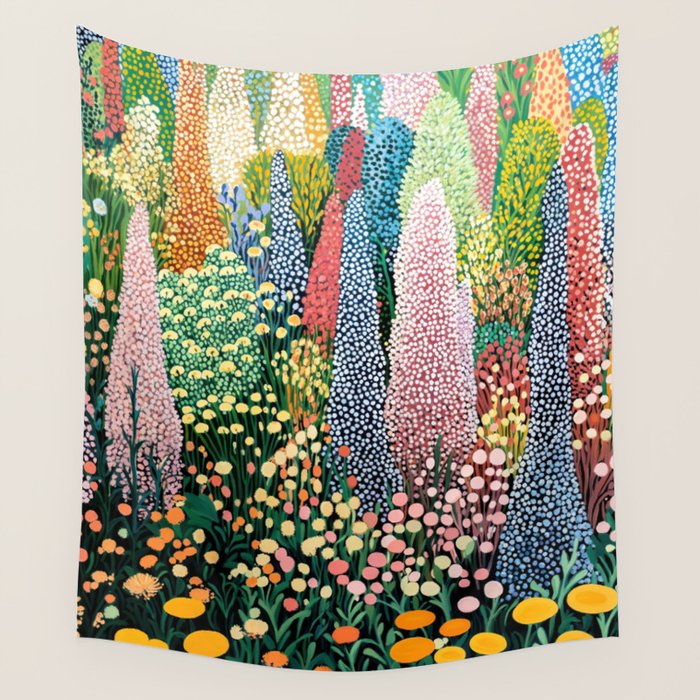 Floral Art Botanical Wall Art Maximalist Art Dopamine Decor Flower Print Japanese Painting  Wall Tapestry Gallery Image 1