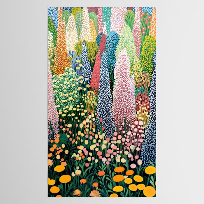 Floral Art Botanical Wall Art Maximalist Art Dopamine Decor Flower Print Japanese Painting  Tablecloth Gallery Image 2