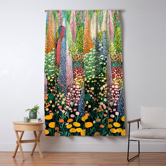 Floral Art Botanical Wall Art Maximalist Art Dopamine Decor Flower Print Japanese Painting  Window Curtain Gallery Image 5