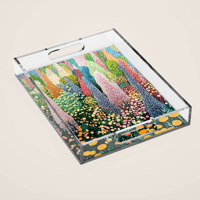 Floral Art Botanical Wall Art Maximalist Art Dopamine Decor Flower Print Japanese Painting  Acrylic Tray Gallery Image 1