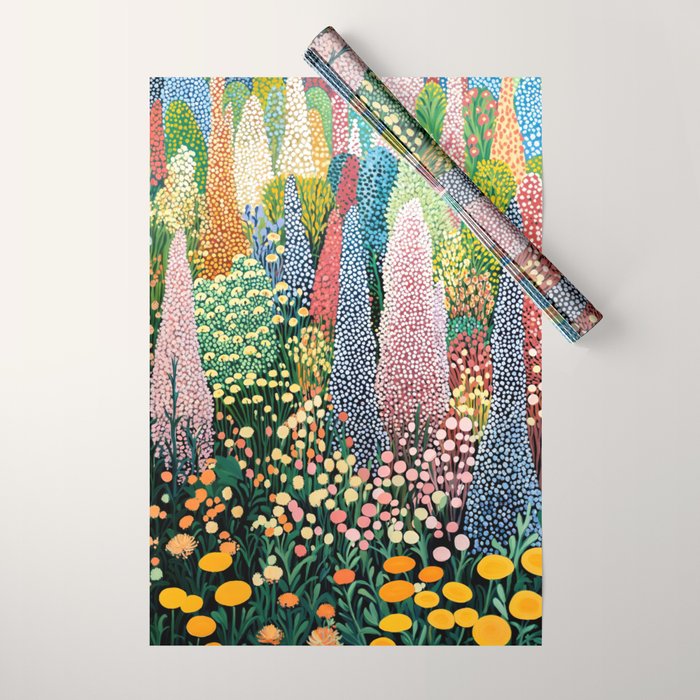 Floral Art Botanical Wall Art Maximalist Art Dopamine Decor Flower Print Japanese Painting  Wrapping Paper Gallery Image 1