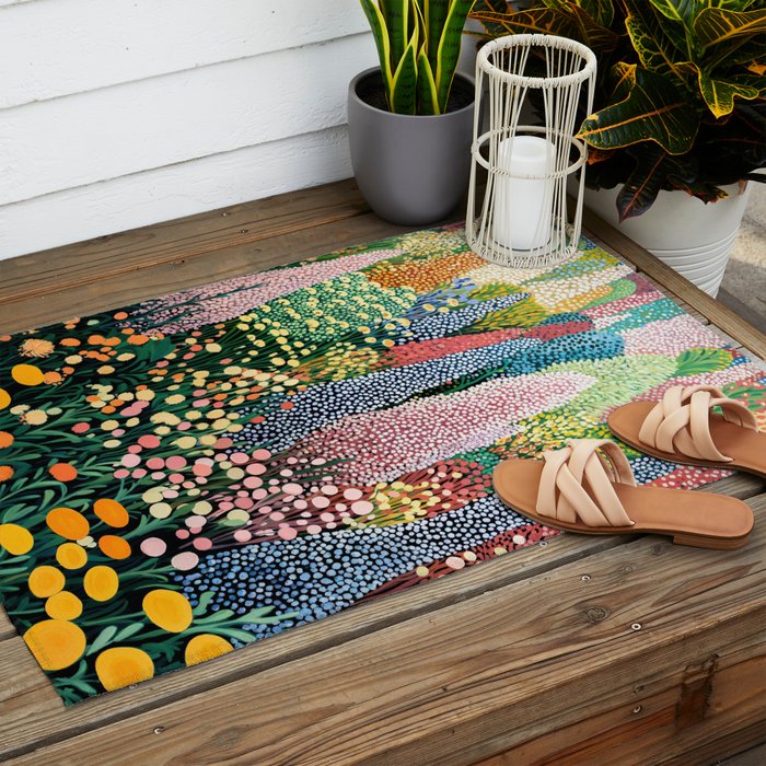 Floral Art Botanical Wall Art Maximalist Art Dopamine Decor Flower Print Japanese Painting  Outdoor Rug Gallery Image 2