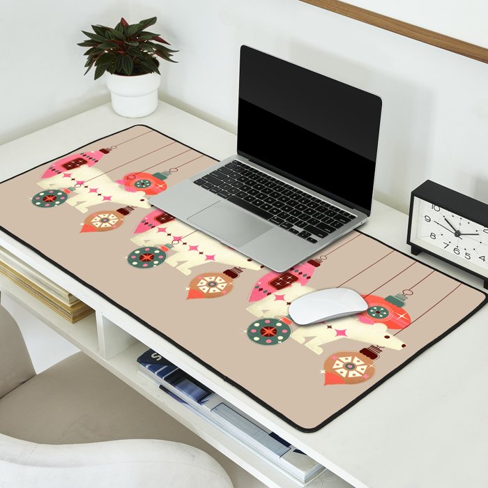Festive Baubles With A Polar Bear Desk Mat Gallery Image 2