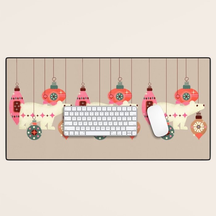 Festive Baubles With A Polar Bear Desk Mat Gallery Image 1