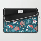Besties // blue background white Yeti brown Bigfoot blue pine trees red and coral details Laptop Sleeve Gallery Image 2