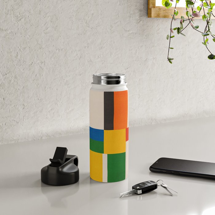 Mid-Century Modern Colorful Artwork Water Bottle Gallery Image 4