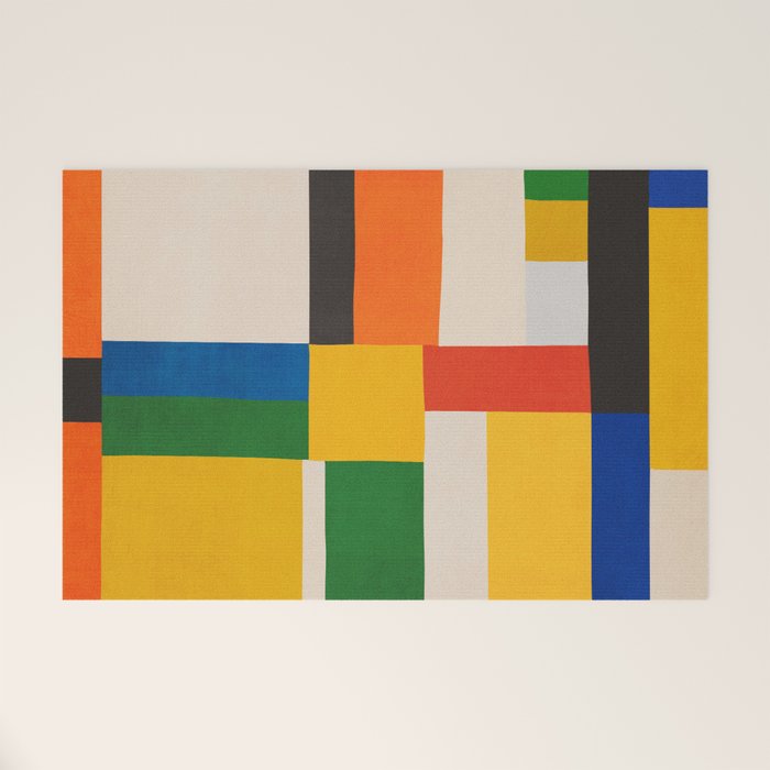 Mid-Century Modern Colorful Artwork Welcome Mat Gallery Image 1