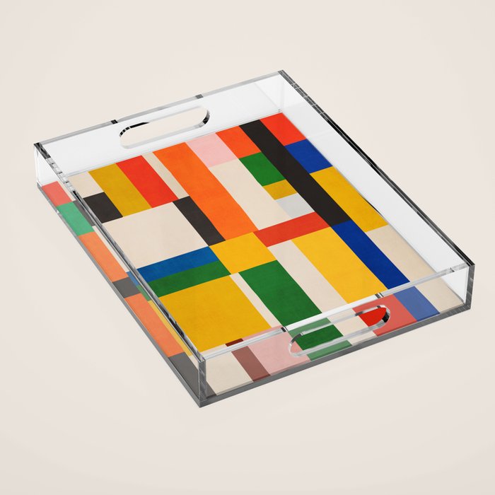 Mid-Century Modern Colorful Artwork Acrylic Tray Gallery Image 1