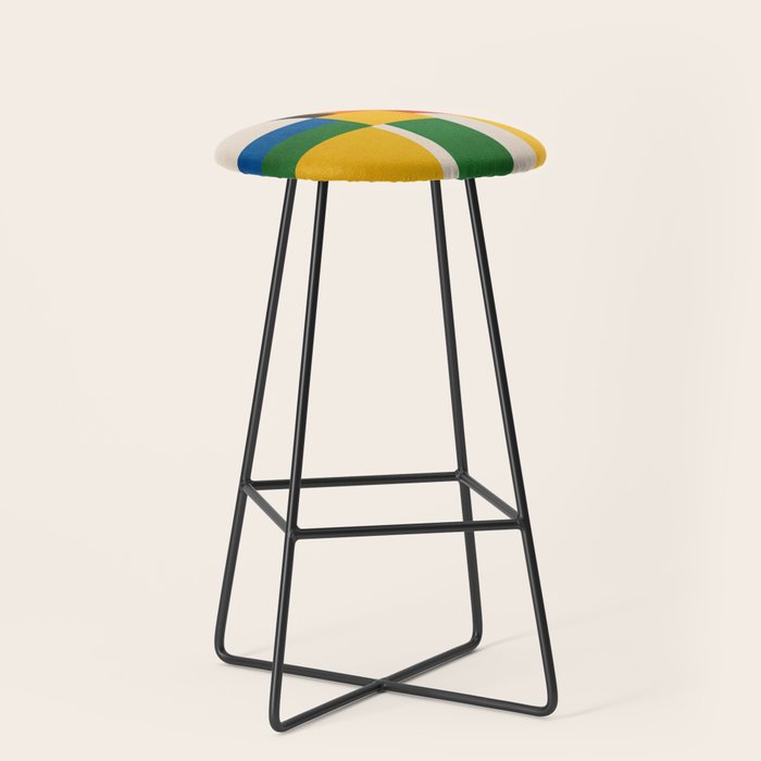 Mid-Century Modern Colorful Artwork Stool Gallery Image 1