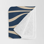 Mid Century Modern Hourglass Abstract Pattern in Navy Blue and Beige Throw Blanket Gallery Image 3