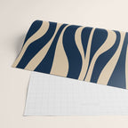 Mid Century Modern Hourglass Abstract Pattern in Navy Blue and Beige Wrapping Paper Gallery Image 2