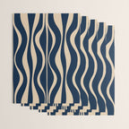 Mid Century Modern Hourglass Abstract Pattern in Navy Blue and Beige Wrapping Paper Gallery Image 3
