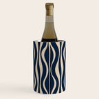 Mid Century Modern Hourglass Abstract Pattern in Navy Blue and Beige Wine Chiller Gallery Image 1