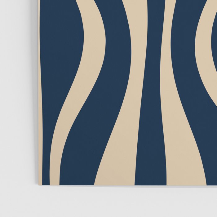 Mid Century Modern Hourglass Abstract Pattern in Navy Blue and Beige Poster Gallery Image 3