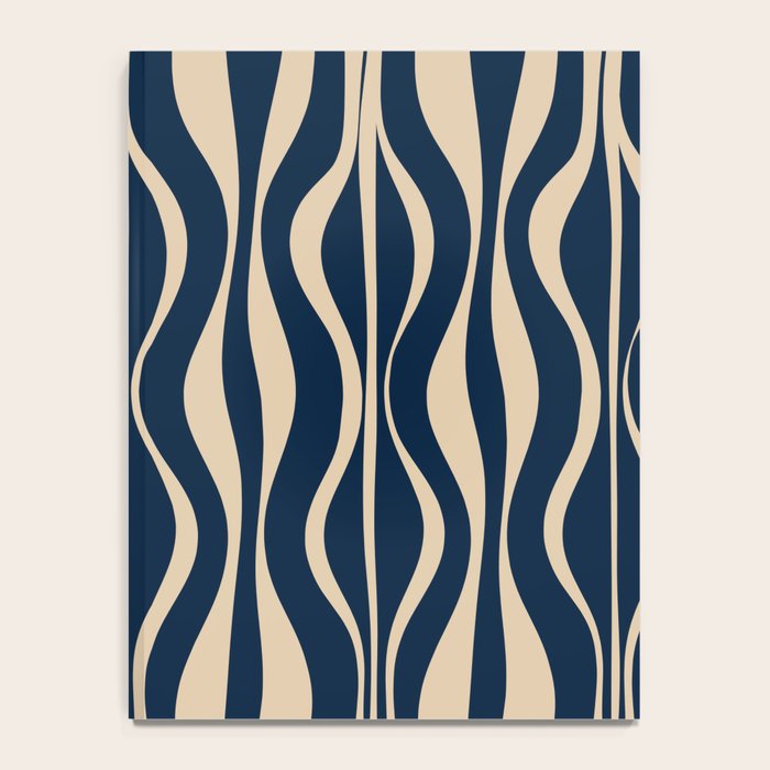 Mid Century Modern Hourglass Abstract Pattern in Navy Blue and Beige Notebook Gallery Image 4