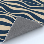 Mid Century Modern Hourglass Abstract Pattern in Navy Blue and Beige Rug Gallery Image 4