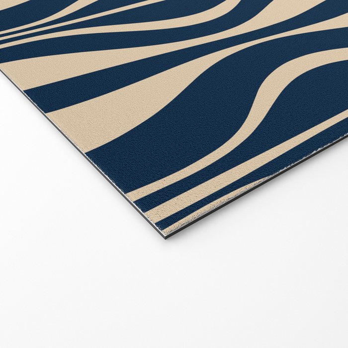 Mid Century Modern Hourglass Abstract Pattern in Navy Blue and Beige Welcome Mat Gallery Image 2