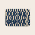 Mid Century Modern Hourglass Abstract Pattern in Navy Blue and Beige Bath Mat Gallery Image 1