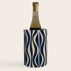 Mid Century Modern Hourglass Abstract Pattern in Navy Blue and Beige Wine Chiller Gallery Image 2