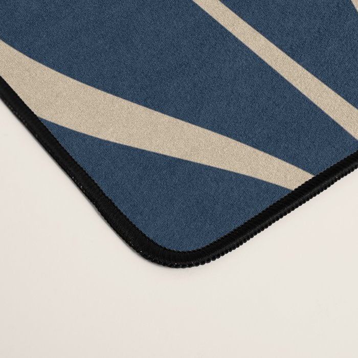 Mid Century Modern Hourglass Abstract Pattern in Navy Blue and Beige Desk Mat Gallery Image 4