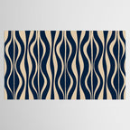 Mid Century Modern Hourglass Abstract Pattern in Navy Blue and Beige Tablecloth Gallery Image 2
