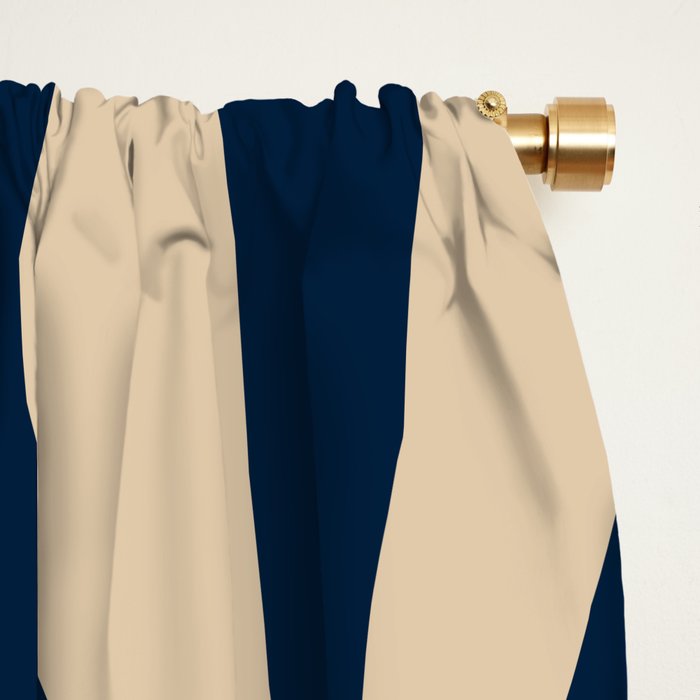 Mid Century Modern Hourglass Abstract Pattern in Navy Blue and Beige Window Curtain Gallery Image 2