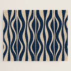 Mid Century Modern Hourglass Abstract Pattern in Navy Blue and Beige Jigsaw Puzzle Gallery Image 1