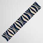 Mid Century Modern Hourglass Abstract Pattern in Navy Blue and Beige Table Runner Gallery Image 3