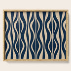 Mid Century Modern Hourglass Abstract Pattern in Navy Blue and Beige Serving Tray Gallery Image 1
