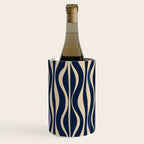 Mid Century Modern Hourglass Abstract Pattern in Navy Blue and Beige Wine Chiller Gallery Image 3